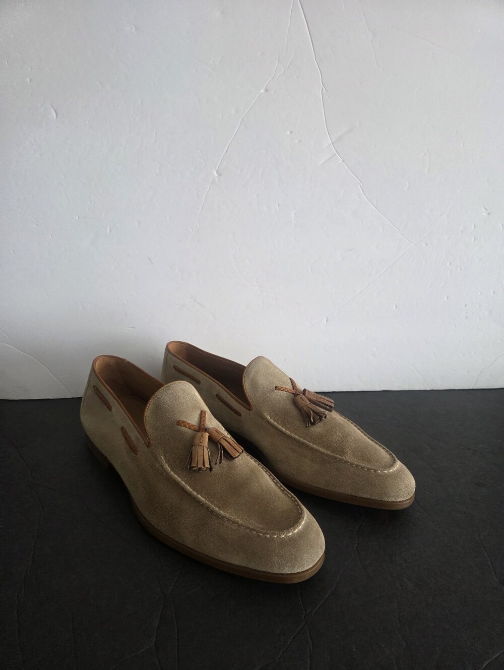 Magnanni Beige Suede Tassel Loafers Sz.13